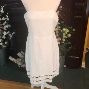 White cotton strapless dress - XL